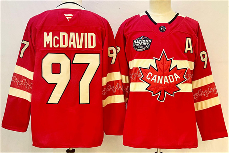 Men's Canada 97 Connor McDavid Red 2025 4 Nations Face Off Premium Stitched Jersey