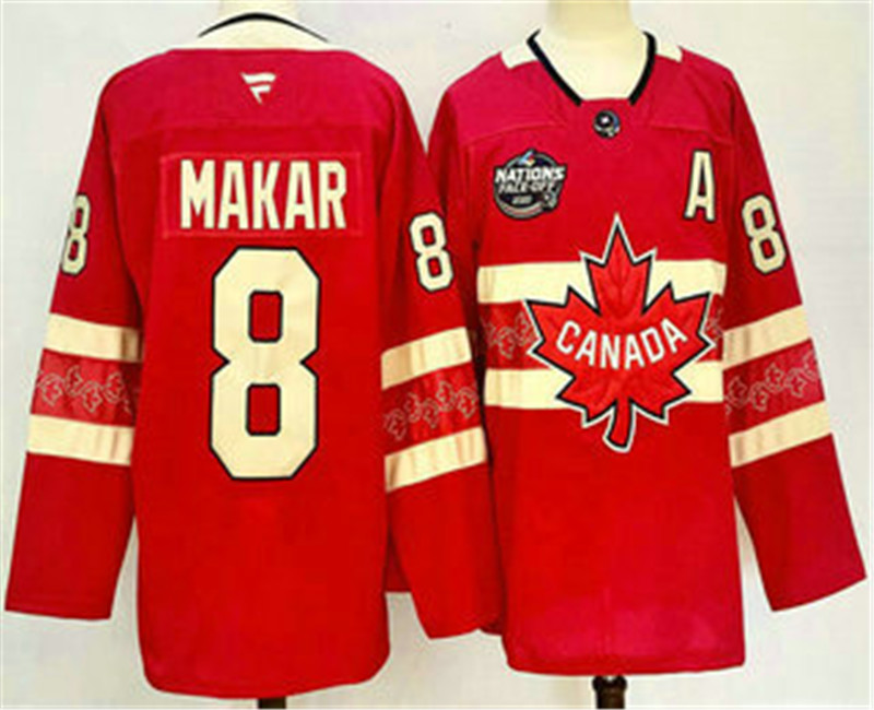 Men's Canada Hockey 8 Cale Makar Red 2025 4 Nations Face Off Authentic Jersey