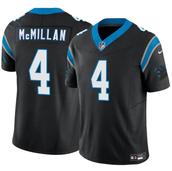 Men's Carolina Panthers 4 Tetairoa McMillan Black 2025 Draft F.U.S.E