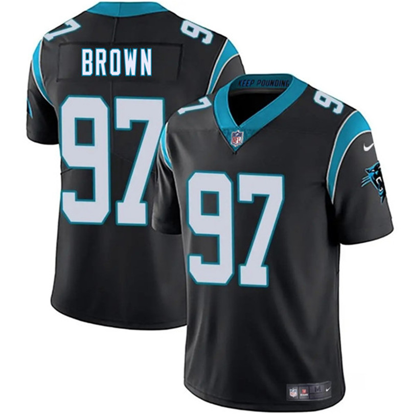 Men's Carolina Panthers 97 Bobby Brown Black 2025 Vapor Limited Football Stitched Jersey