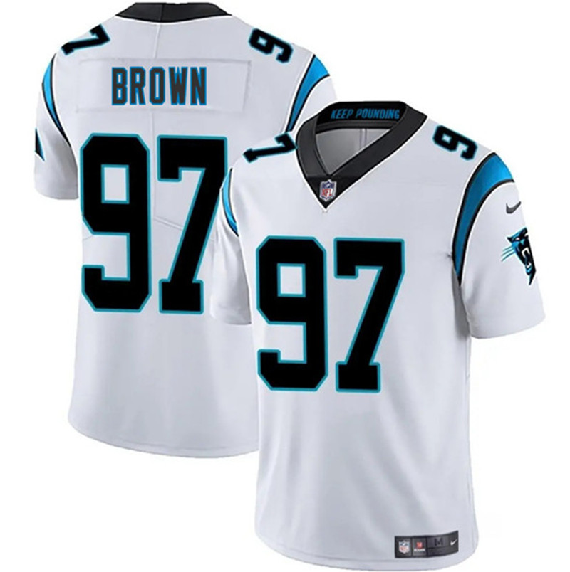 Men's Carolina Panthers 97 Bobby Brown White 2025 Vapor Limited Football Stitched Jersey