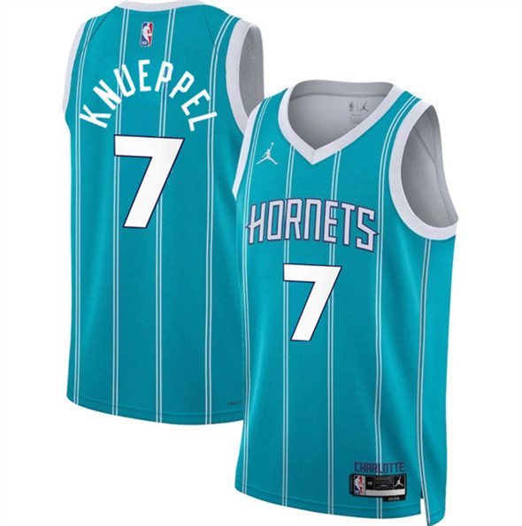 Men's Charlotte Hornets 7 Kon Knueppel Teal 2025 Draft Icon Edition Stitched Basketball Jersey