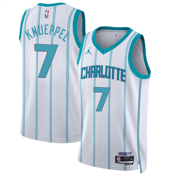 Men's Charlotte Hornets 7 Kon Knueppel White 2025 Draft Association Edition Stitched Basketball Jersey