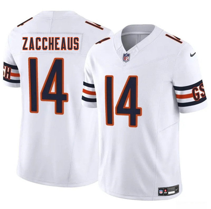 Men's Chicago Bears 14 Olamide Zaccheaus White 2025 F.U.S.E. Vapor Football Stitched Jersey