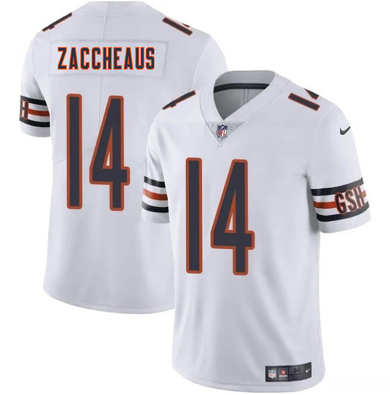 Men's Chicago Bears 14 Olamide Zaccheaus White 2025 Vapor Football Stitched Jersey