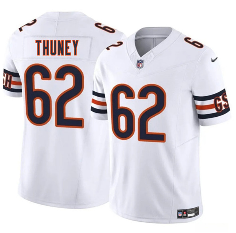 Men's Chicago Bears 62 Joe Thuney White 2025 F.U.S.E. Vapor Football Stitched Jersey