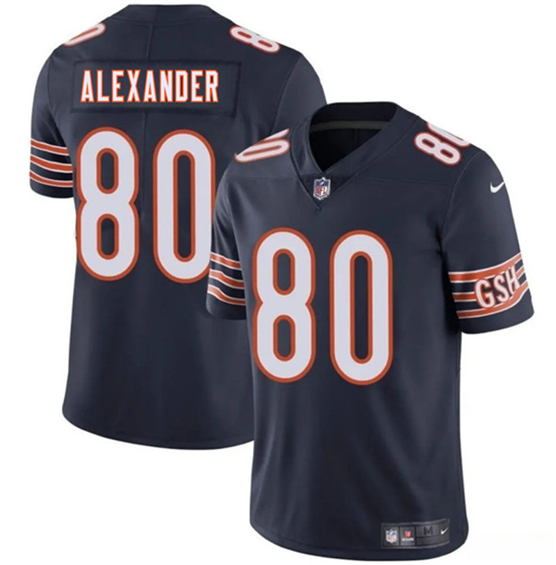 Men's Chicago Bears 80 Maurice Alexander Navy 2025 Vapor Football Stitched Jersey