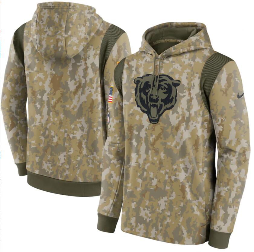 Men's Chicago Bears Nike Camo 2021 Salute To Service Therma Performance Pullover Hoodie
