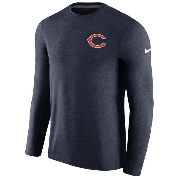 Men's Chicago Bears  Navy Coaches Long Sleeve Performance T Shirt