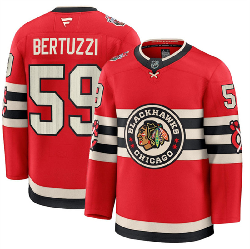 Men's Chicago Blackhawks 59 Tyler Bertuzzi Red 2024 25 Winter Classic Stitched Hockey Jersey