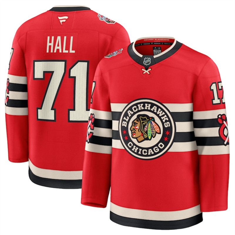 Men's Chicago Blackhawks 71 Taylor Hall Red 2024 25 Winter Classic Stitched Hockey Jersey