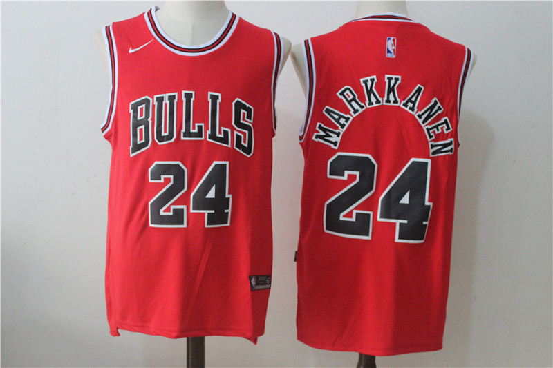 Men's Chicago Bulls #24 Lauri Markkanen Red 2017 2018  Swingman Stitched NBA Jersey