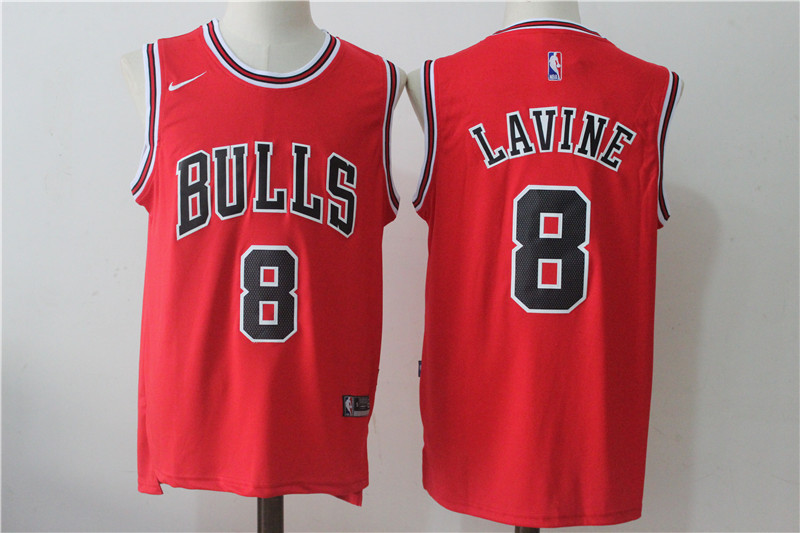 Men's Chicago Bulls #8 Za.ch LaVine Red 2017 2018  Swingman Stitched NBA Jersey