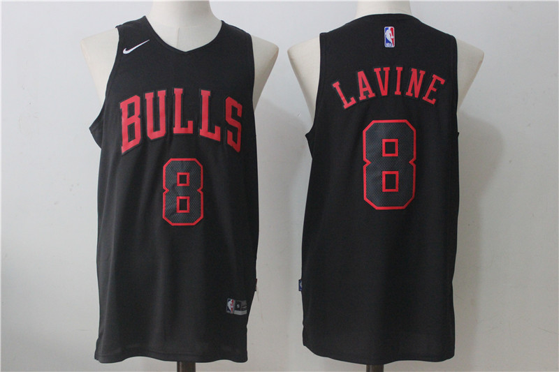 Men's Chicago Bulls #8 Zach LaVine All Black 2017 2018  Swingman Stitched NBA Jersey