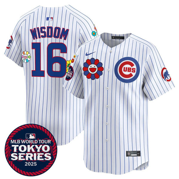 Men's Chicago Cubs 16 Patrick Wisdom White 2025 Tokyo Series Limited Stitched Baseball Jersey