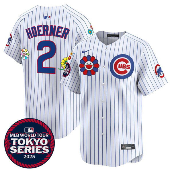 Men's Chicago Cubs 2 Nico Hoerner White 2025 Tokyo Series Limited Stitched Baseball Jersey