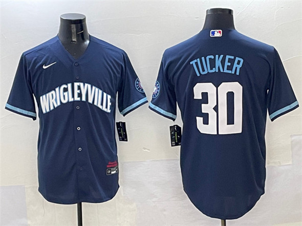 Men's Chicago Cubs 30 Kyle Tucker Navy City Connect Stitched Baseball Jersey