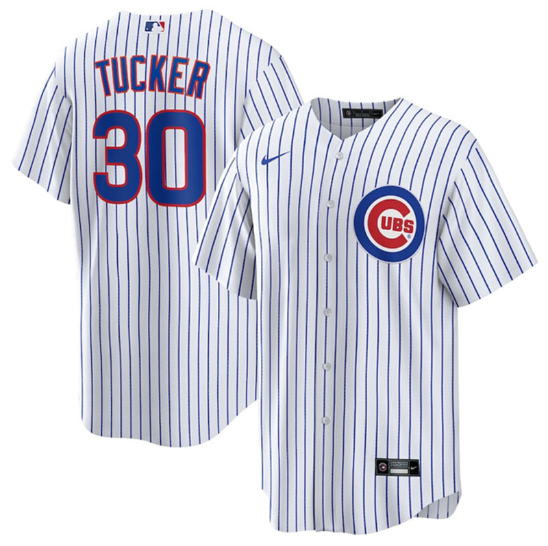 Men's Chicago Cubs 30 Kyle Tucker White 2024 Cool Base Stitched Baseball Jersey
