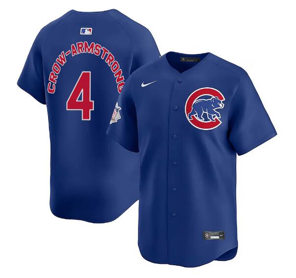 Men's Chicago Cubs 4 Pete Crow Armstrong Royal Limited Stitched Baseball Jersey
