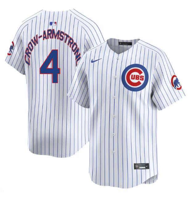Men's Chicago Cubs 4 Pete Crow Armstrong White Home Limited Stitched Baseball Jersey