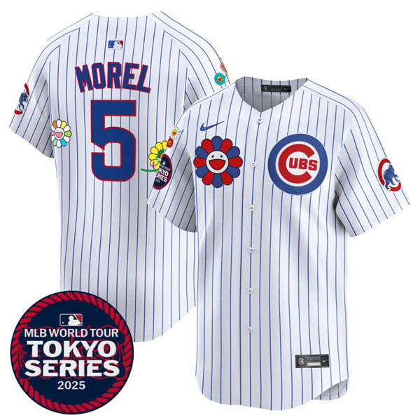 Men's Chicago Cubs 5 Christopher Morel White 2025 Tokyo Series Limited Stitched Baseball Jersey