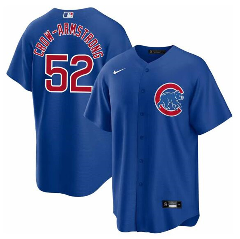 Men's Chicago Cubs 52 Pete Crow Armstrong Blue 2024 Cool Base Stitched Baseball Jersey