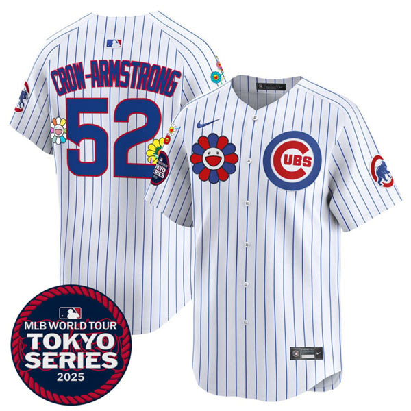 Men's Chicago Cubs 52 Pete Crow Armstrong White 2025 Tokyo Series Limited Stitched Baseball Jersey