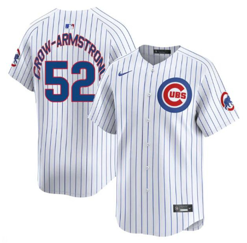 Men's Chicago Cubs 52 Pete Crow Armstrong White Home Limited Stitched Baseball Jersey