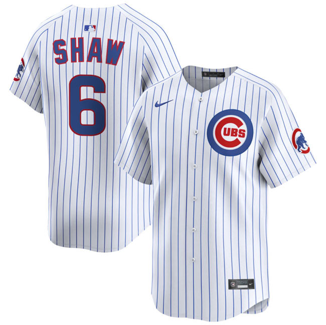 Men's Chicago Cubs 6 Matt Shaw White Home Limited Stitched Baseball Jersey