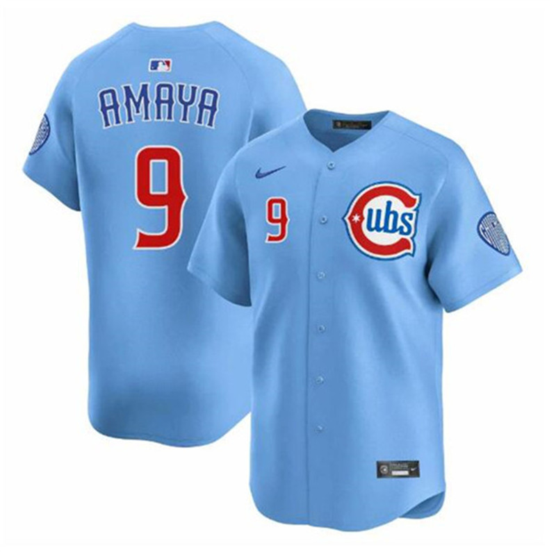 Men's Chicago Cubs 9 Miguel Amaya Blue 2024 25 2nd Alternate Limited Stitched Baseball Jersey