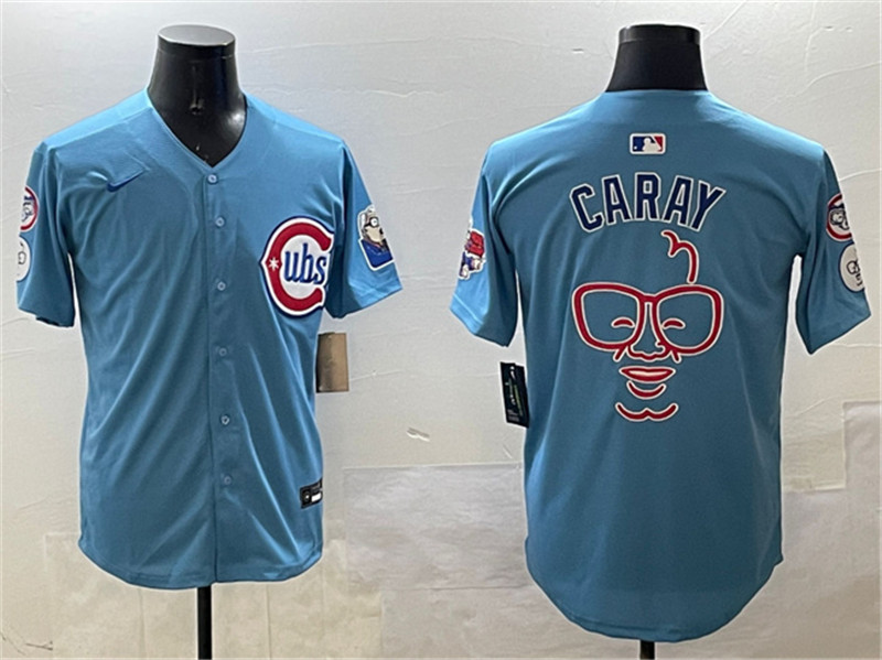 Men's Chicago Cubs Blue Harry Caray 'Holy Cow' Patch 2024 25 2nd Alternate Limited Stitched Baseball Jersey