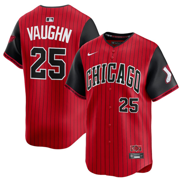 Men's Chicago White Sox 25 Andrew Vaughn Red Black 2025 City Connect Limited Stitched Baseball Jersey