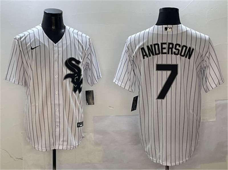 Men's Chicago White Sox 7 Tim Anderson White Cool Base Stitched Baseball Jersey