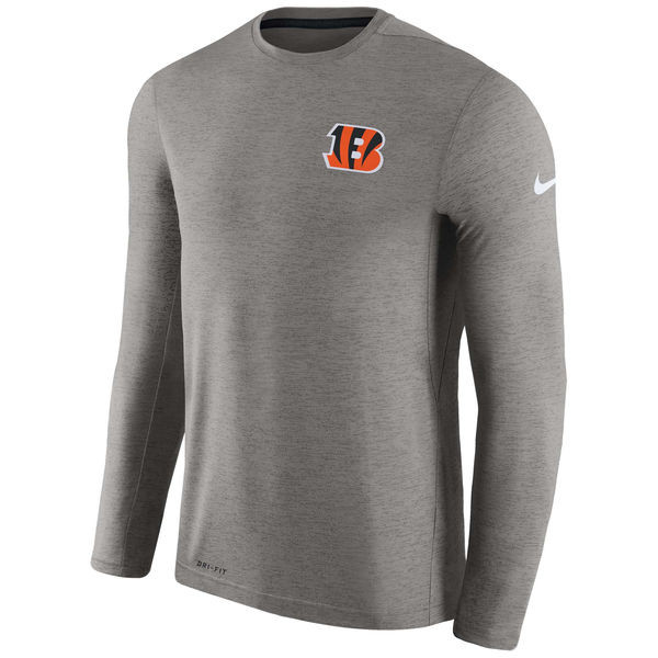 Men's Cincinnati Bengals  Charcoal Coaches Long Sleeve Performance T Shirt