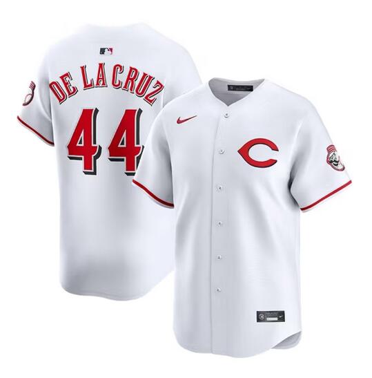 Men's Cincinnati Reds 44 Elly De La Cruz White 2025 Home Limited Stitched Baseball Jersey