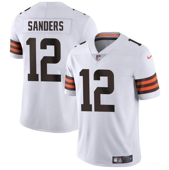Men's Cleveland Browns 12 Shedeur Sanders White 2025 Vapor Limited Football Stitched Jersey
