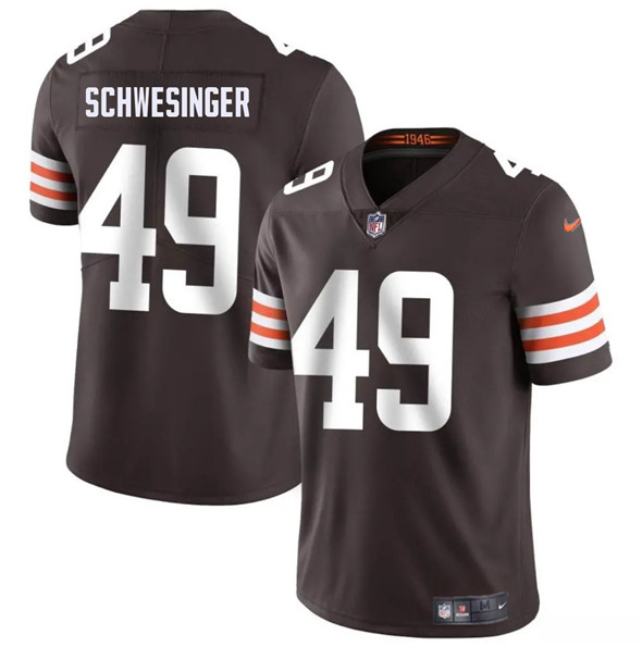 Men's Cleveland Browns 49 Carson Schwesinger Brown 2025 Vapor Limited Football Stitched Jersey