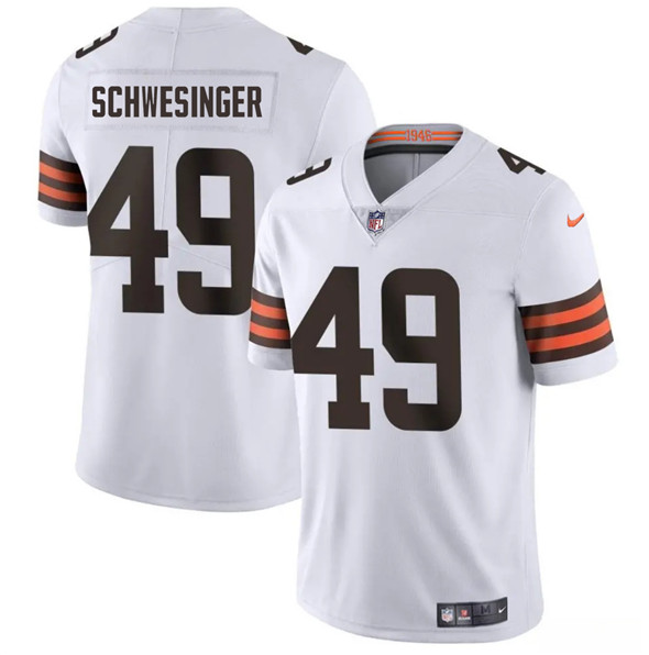 Men's Cleveland Browns 49 Carson Schwesinger White 2025 Vapor Limited Football Stitched Jersey