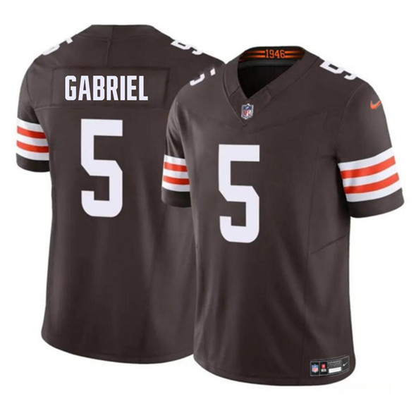 Men's Cleveland Browns 5 Dillon Gabriel 2025 Draft F.U.S.E. Vapor Limited Football Stitched Jersey