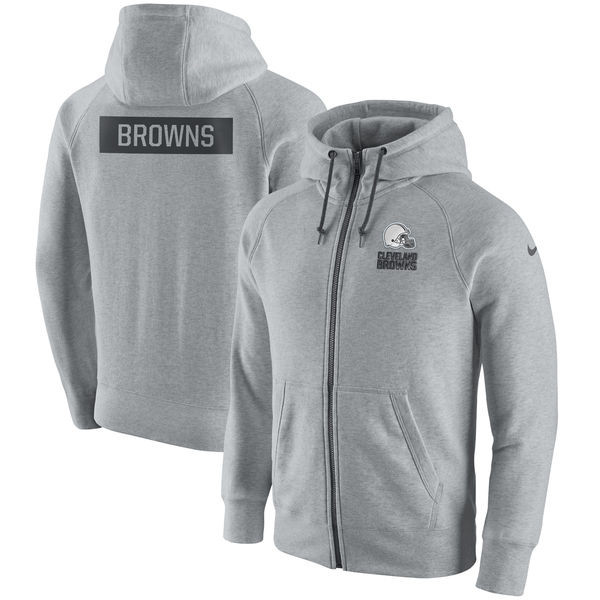 Men's Cleveland Browns  Ash Gridiron Gray 2.0 Full Zip Hoodie