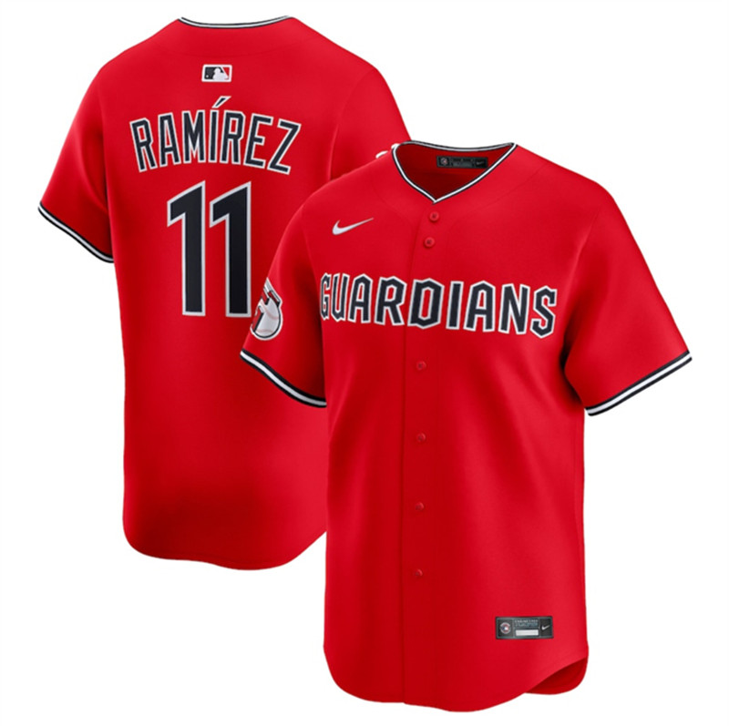 Men's Cleveland Guardians 11 Jose Ramirez Red Alternate Limited Stitched Baseball Jersey