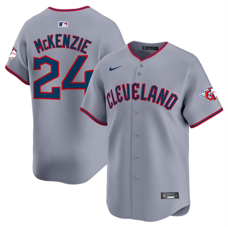 Men's Cleveland Guardians 24 Triston McKenzie Gray 2025 Alternate Limited Stitched Baseball Jersey