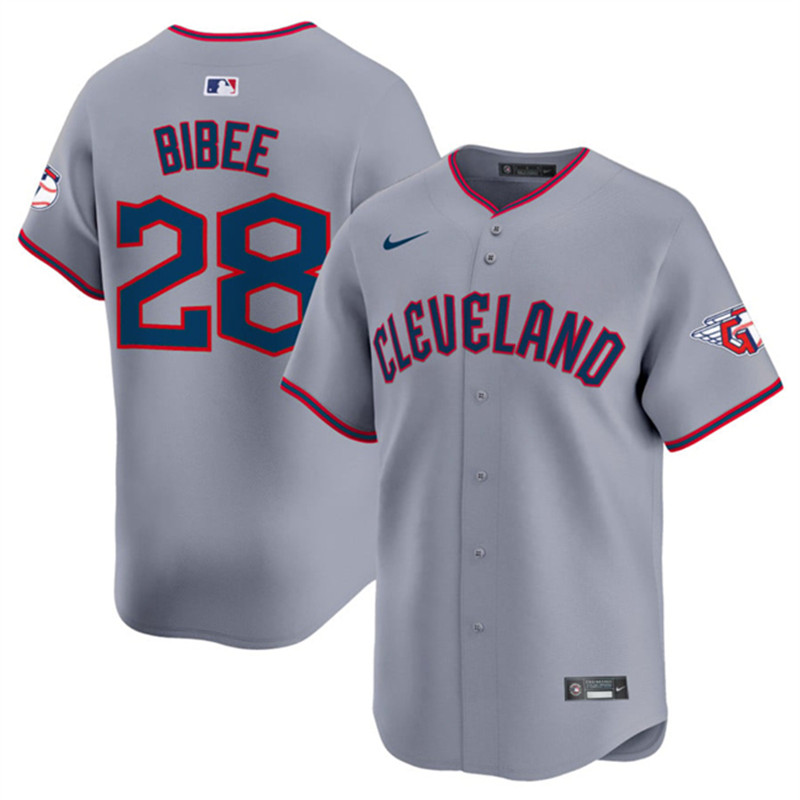 Men's Cleveland Guardians 28 Tanner Bibee Gray 2025 Alternate Limited Stitched Baseball Jersey