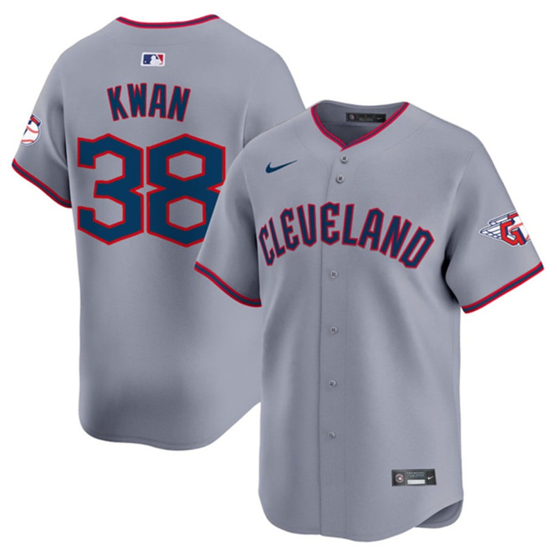 Men's Cleveland Guardians 38 Steven Kwan Gray 2025 Alternate Limited Stitched Baseball Jersey