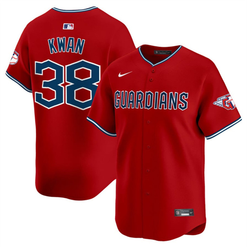 Men's Cleveland Guardians 38 Steven Kwan Red Alternate Limited Stitched Baseball Jersey
