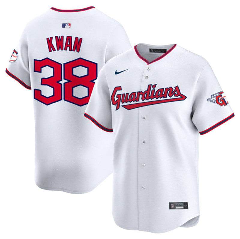 Men's Cleveland Guardians 38 Steven Kwan White Home Limited Stitched Baseball Jersey