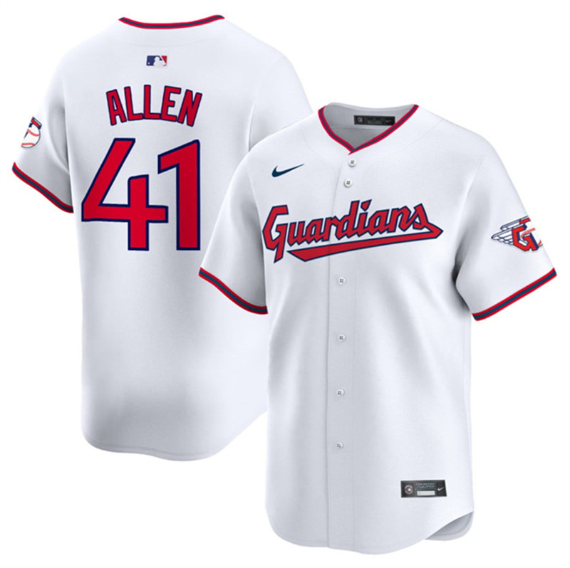 Men's Cleveland Guardians 41 Carlos Santana White Home Limited Stitched Baseball Jersey