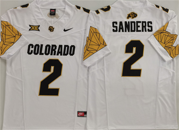 Men's Colorado Buffaloes 2 Shadeur Sanders White With XII Patch 2025 F.U.S.E. Stitched Football Jersey
