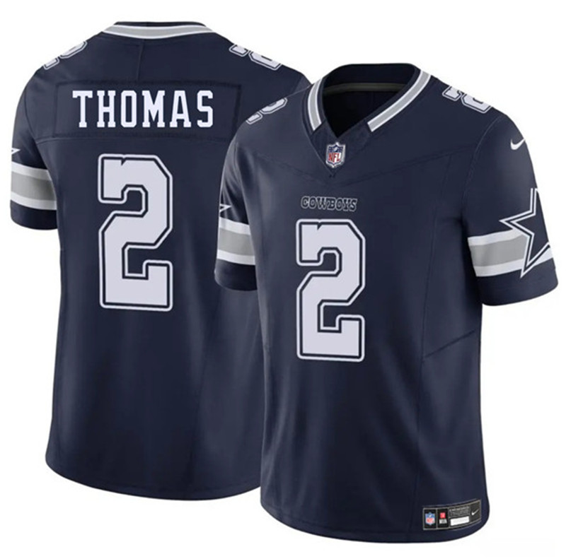 Men's Dallas Cowboys 2 Juanyeh Thomas Navy 2025 F.U.S.E. Vapor Untouchable Limited Football Stitched Jersey