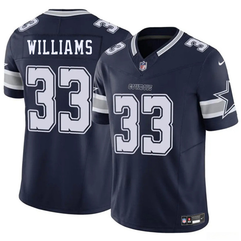 Men's Dallas Cowboys 33 Javonte Williams Navy 2025 F.U.S.E. Vapor Untouchable Limited Football Stitched Jersey